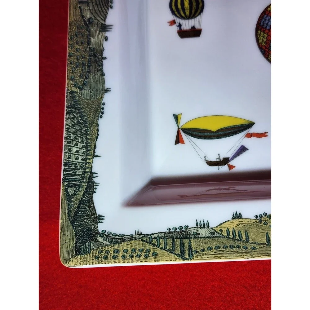 Rare Find ~ Rosenthal Classic Fornasetti Dekor Mongolfiere Square Plate ~Germany